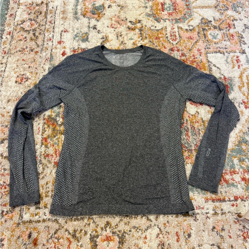 Figs Charcoal Seamless Long Sleeve Top